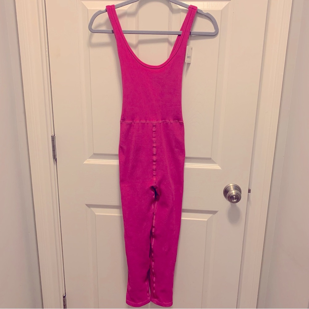 Free People Pink Ribbed Jumpsuit - Picture 8 of 9
